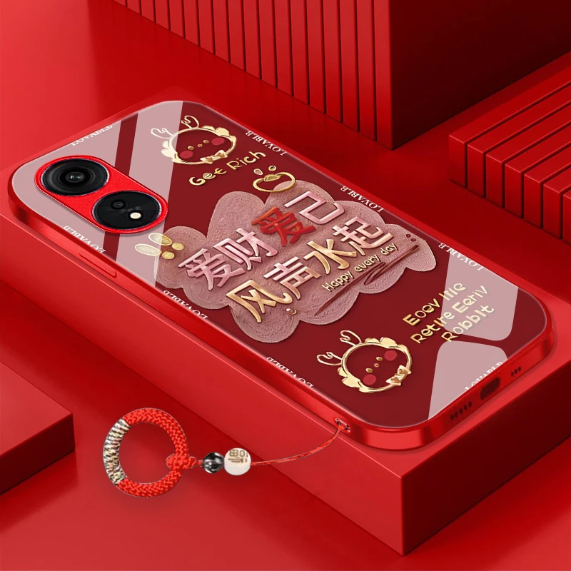 爱财爱己OPPOA1Pro手机壳金属漆玻璃防摔创意轻奢保护套女款时尚