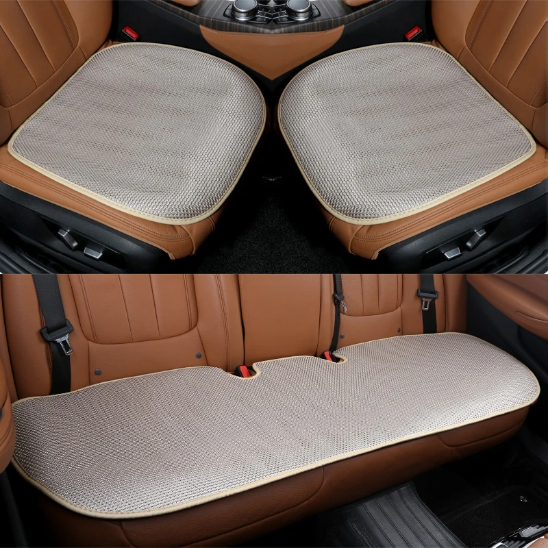 汽车坐垫冰丝坐垫小三件夏季汽车座垫四季通用免捆绑简约透气车垫