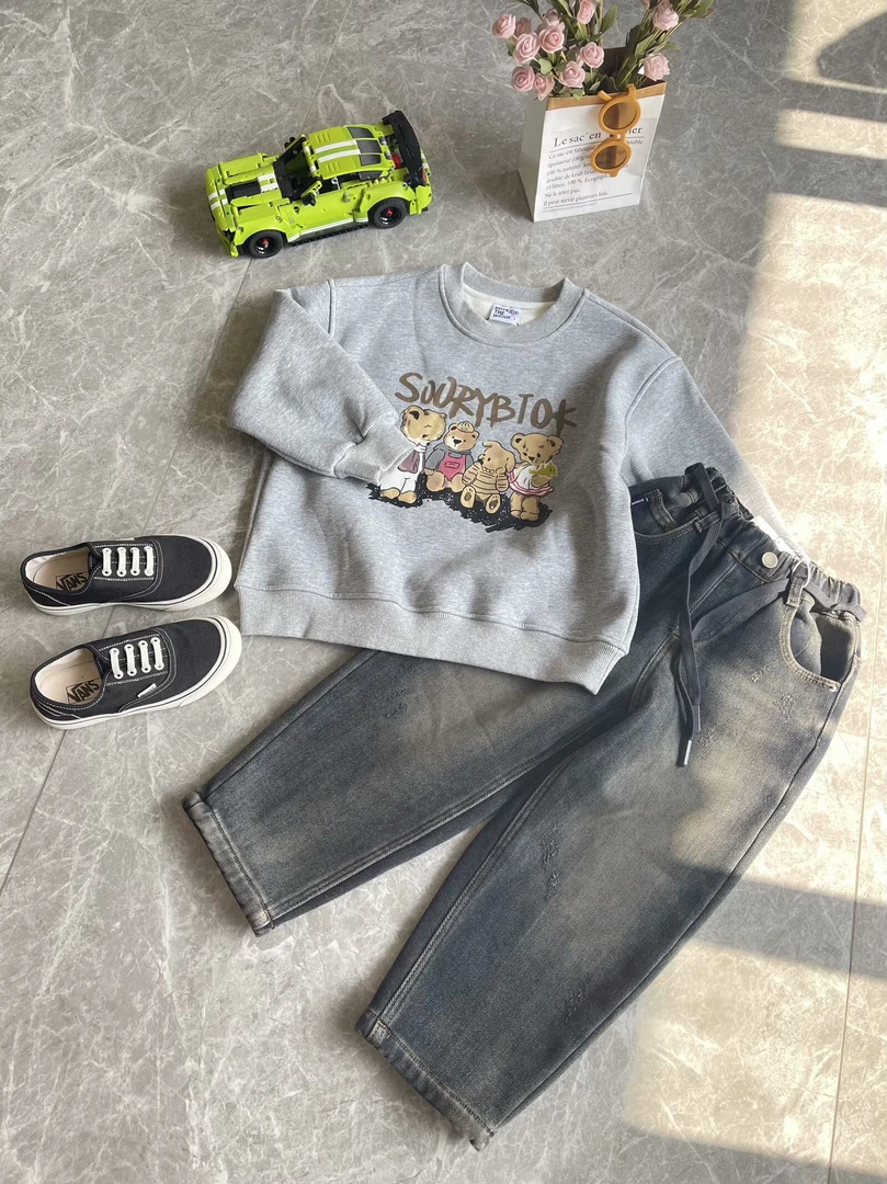 韩版中大童加绒卫衣