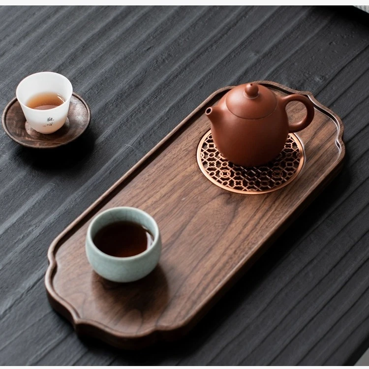 北美长方形黑胡桃木茶托盘实木家用轻奢新中式小型一人干泡台茶盘