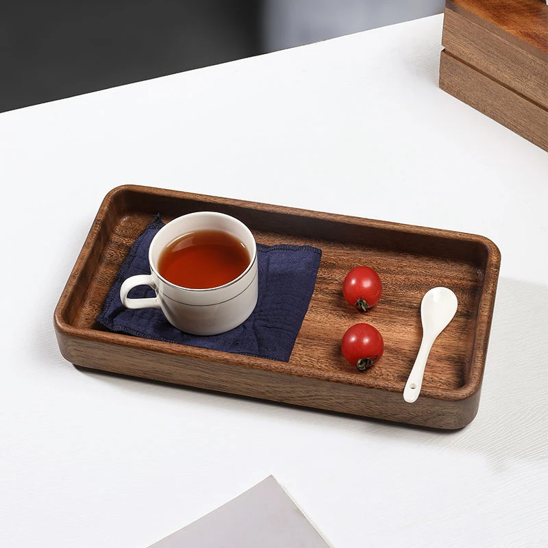 胡桃木茶点盒长方钵茶盒家用轻奢点心盘实木茶托盘中式简约干泡盘