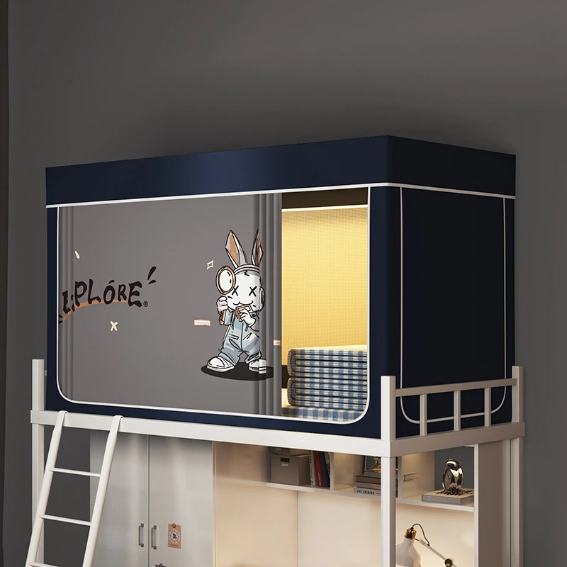 新款全涂层强遮光隐私密不透光宿舍学生上下铺蚊帐防蚊伸缩支架防