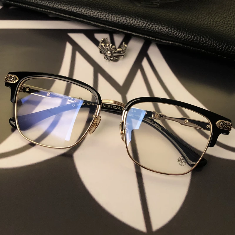 柯罗纯钛半框眼镜框男款潮近视纯钛复古镜架周杰伦同款永恒之藤