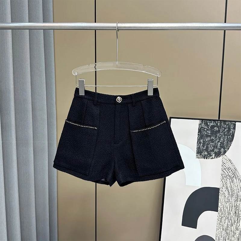 547 【唐唐加】|殴|裤子女秋冬季高腰显瘦毛呢休闲阔腿裤短裤