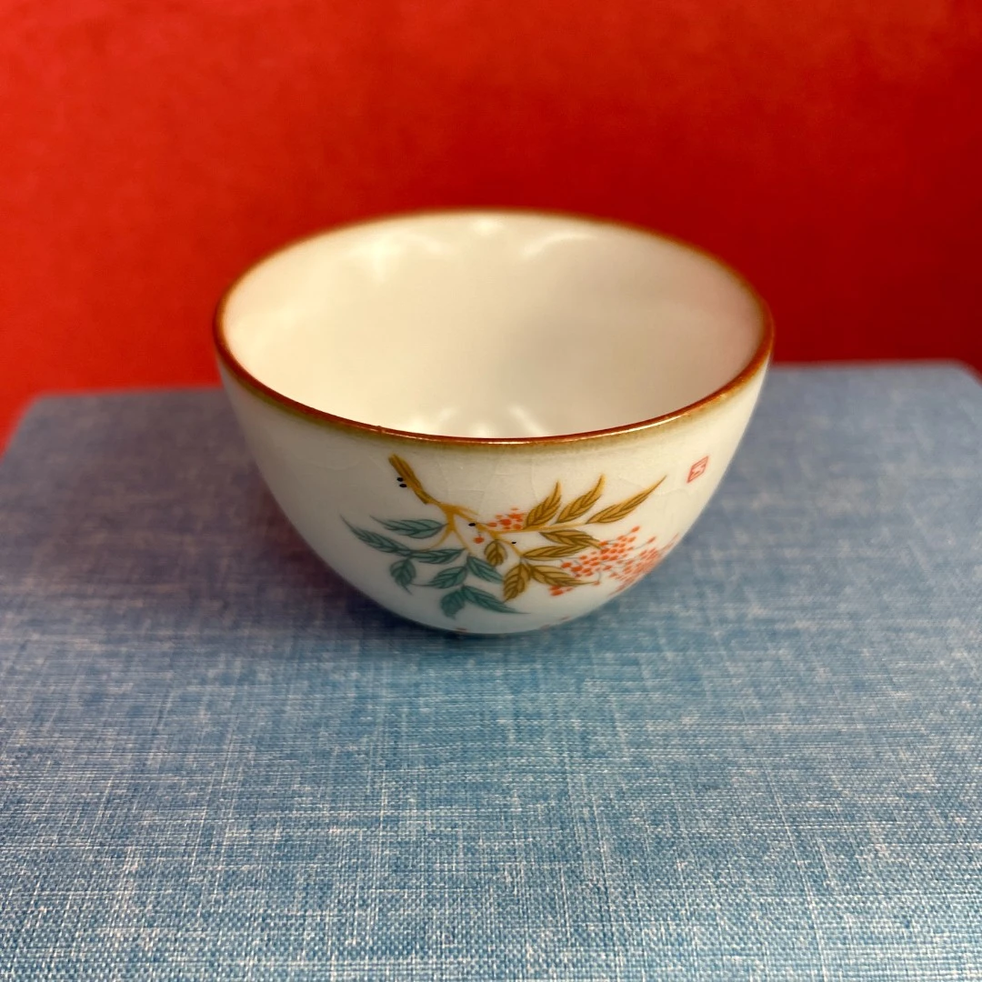 月白汝窑麦穗禅定杯主人杯品茗杯