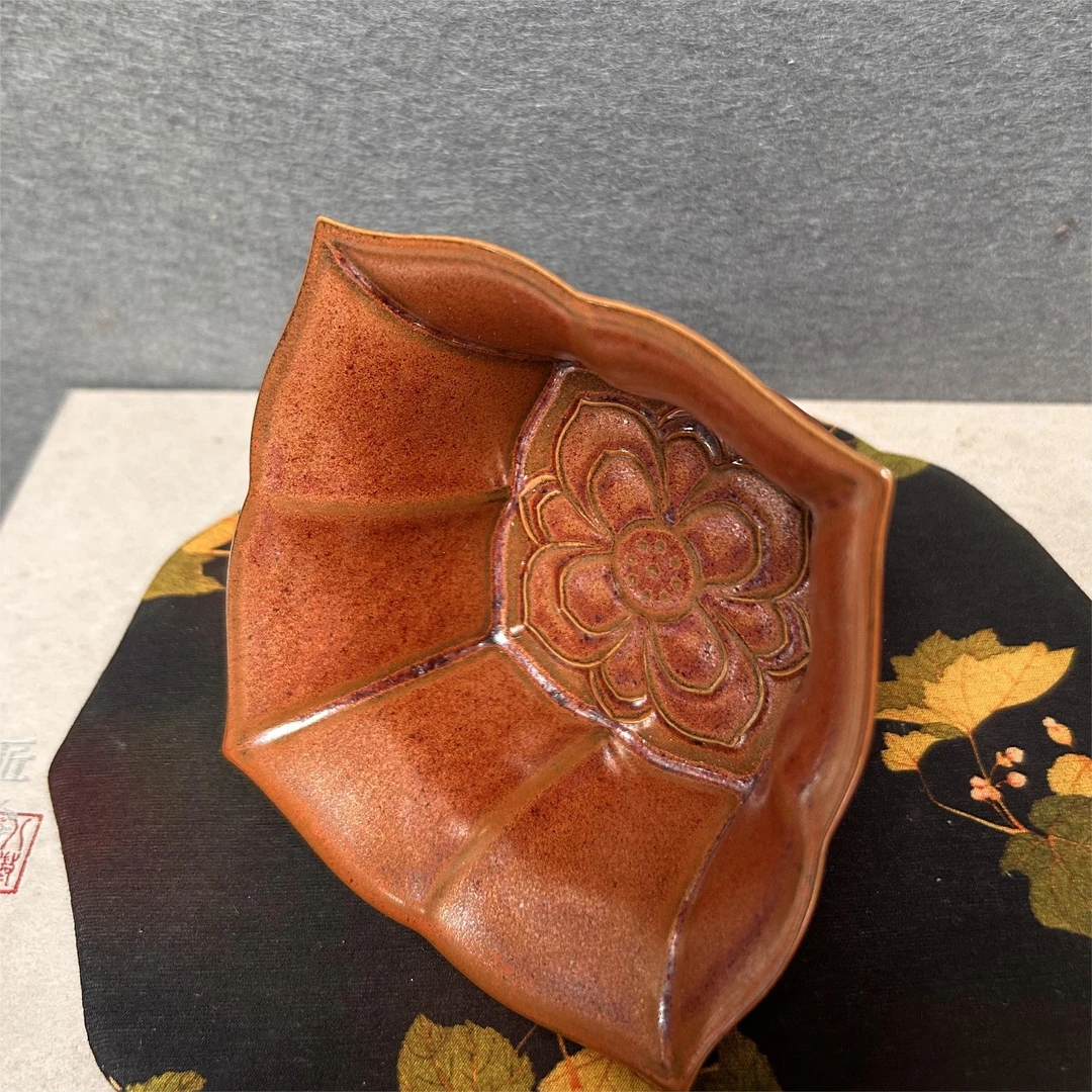 红金釉清雅陶瓷复古四方小碗碟