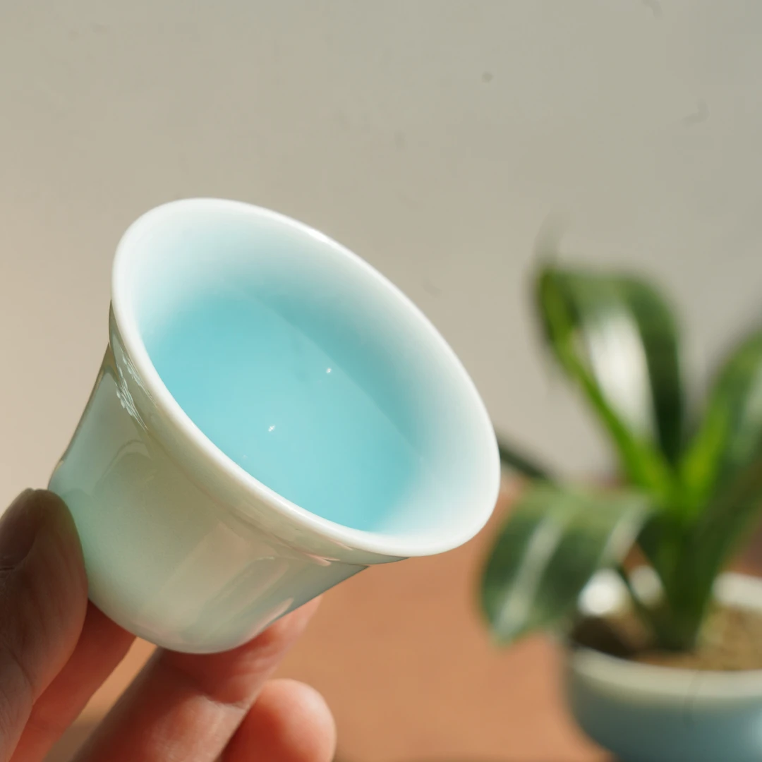 景德镇雕刻影青玉瓷主人杯单个茶杯手工陶瓷功夫茶具品茗杯客杯