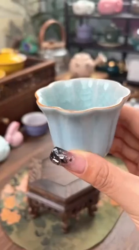 【闪购商品】陶瓷上言坊天青汝窑冰花闻香杯