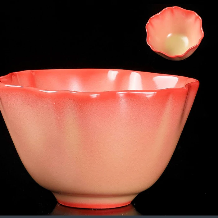 红粉佳人猪油冻陶瓷手工大茶杯品茗杯功夫茶具单杯主人杯单个礼盒