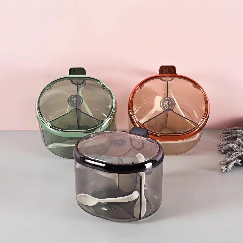 调味罐家用厨房透明调味瓶防潮密封调味料分格收纳盒四合一调料盒