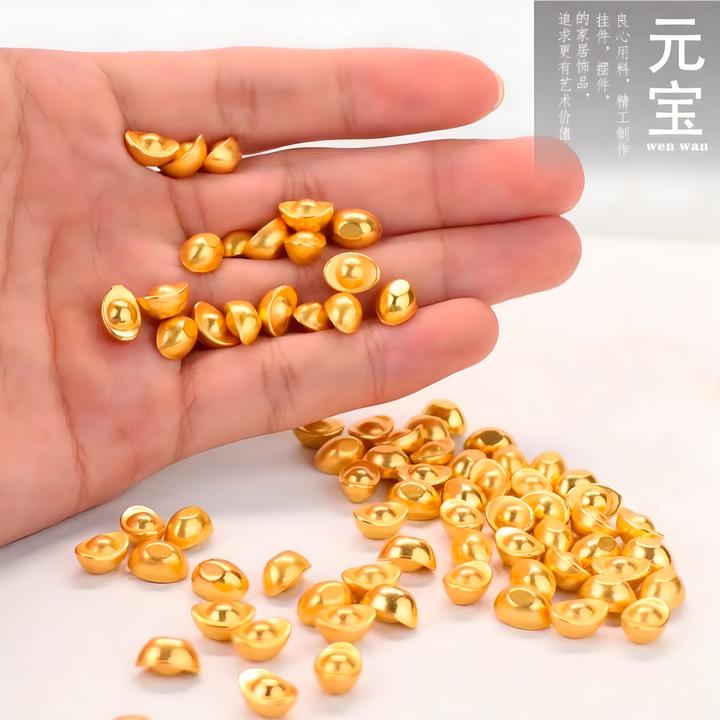 【实心沙金】家居开业礼品DIY配饰元宝聚宝盆摆件元宝摆件金元宝