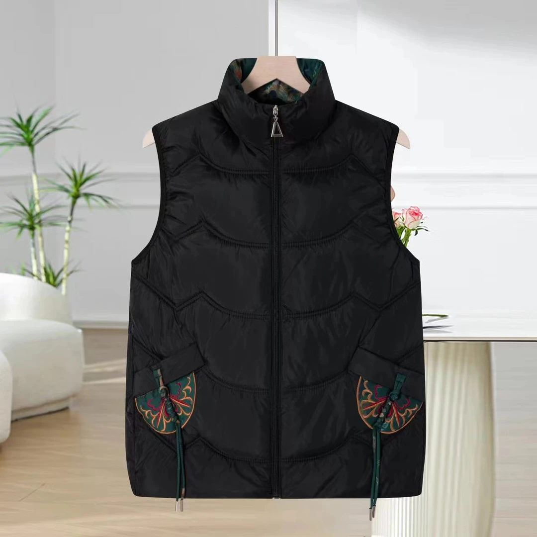 妈妈马甲女短款时尚休闲外穿轻薄马夹保暖立领洋气百搭加厚无袖