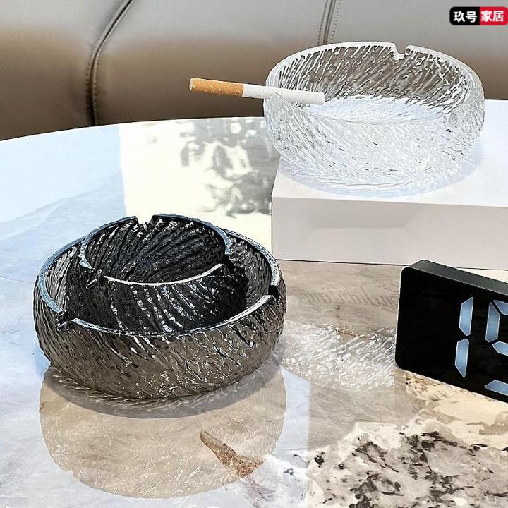 轻奢烟灰缸防飞灰水晶玻璃个性创意潮流家用烟缸客厅办公室D198