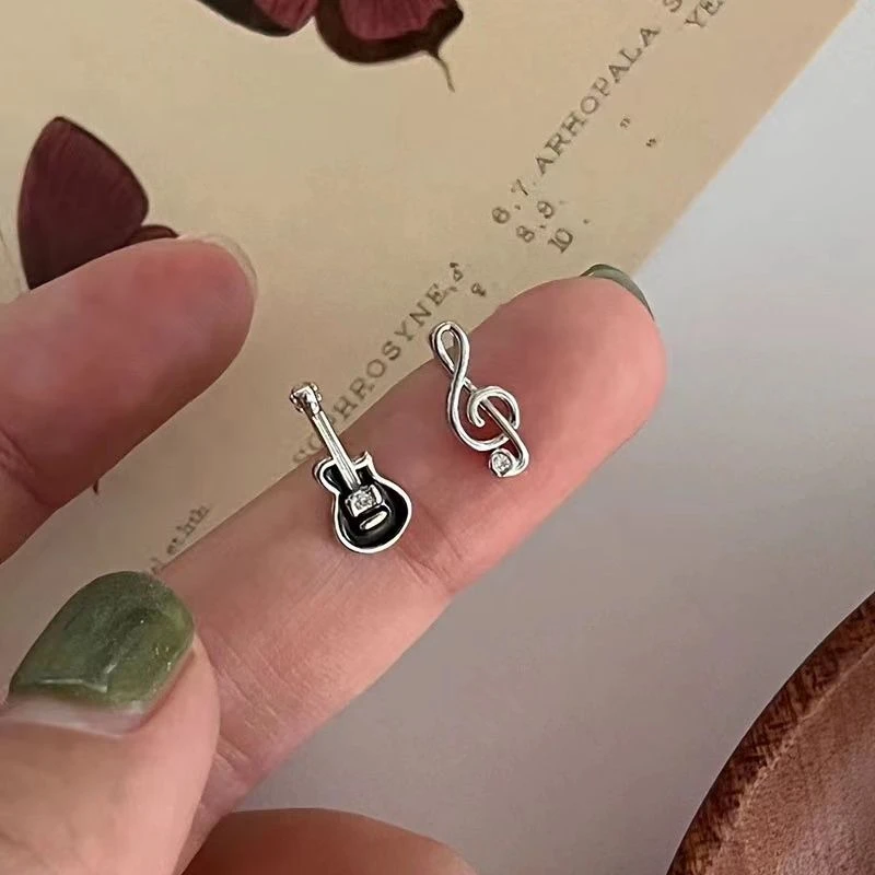 合金耳饰 不对称吉他音符耳钉女可爱小提琴小巧ins设计感耳骨耳饰