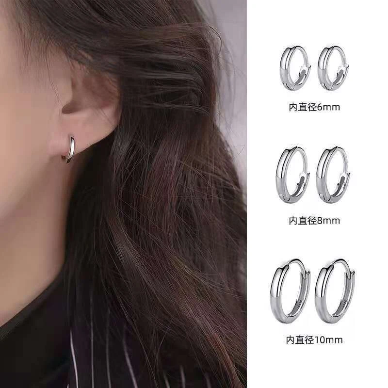 合金耳饰 睡觉不用摘银光面耳圈女耳扣小耳环耳钉气质耳骨钉