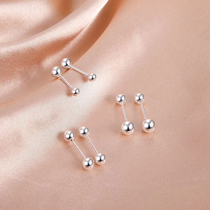 合金耳饰 养耳洞小耳钉耳骨钉防过敏简约百搭螺旋拧扣925镀银耳饰