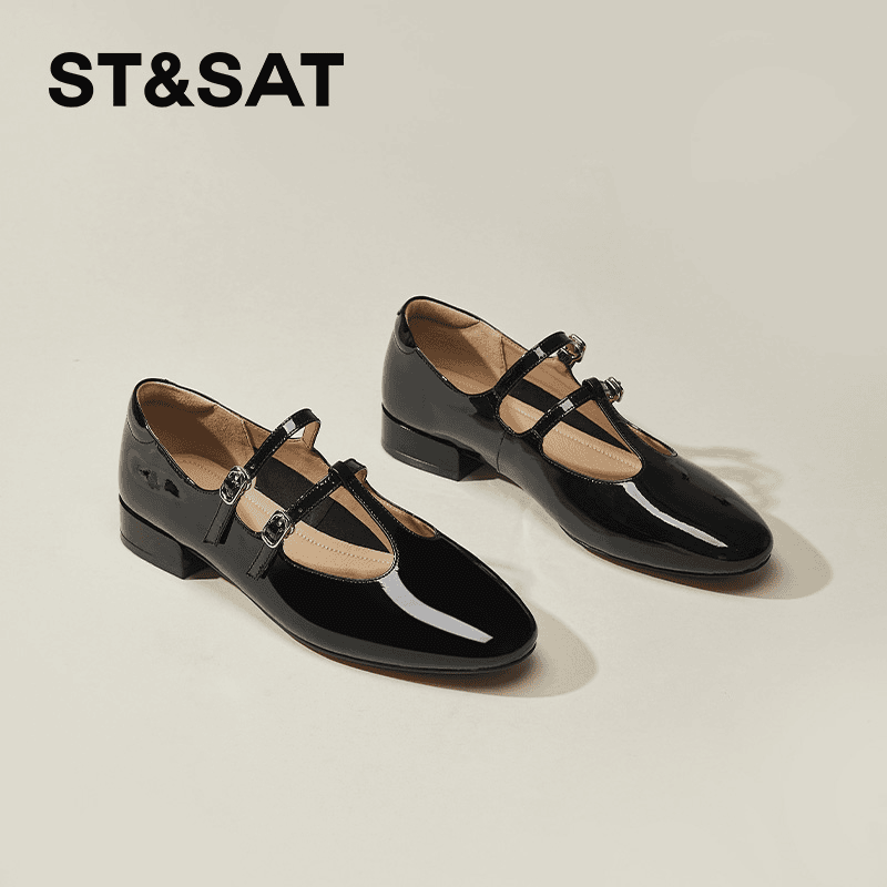 星期六新款法式复古鞋皮鞋玛丽珍2024新款夏季百搭软底粗跟单鞋女