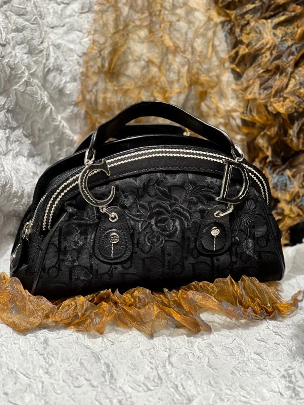 95新 DIOR/迪奥 夏七中古/暗夜玫瑰/老花侦探/手提包