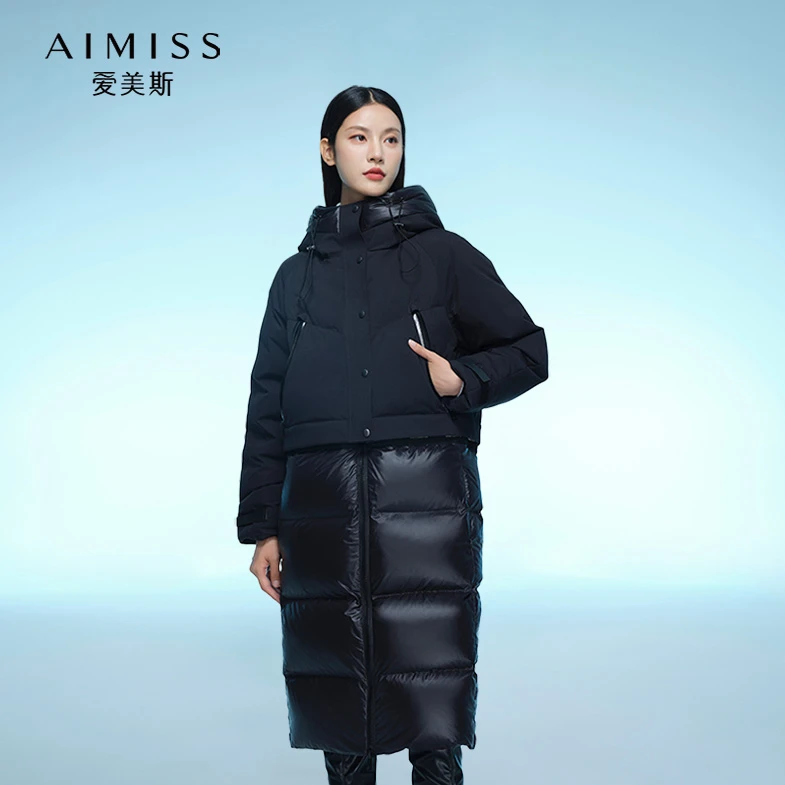 【小鱼专属】秋冬潮流轻奢拼接设计师款鹅绒服A068028