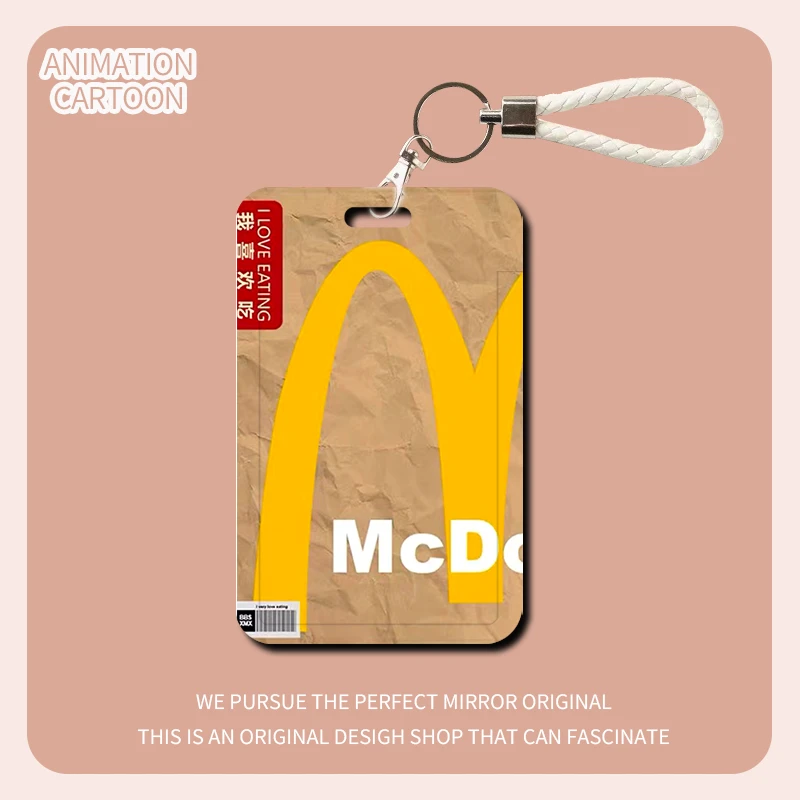 褶皱M记学生校园卡工牌卡套饭卡公交地铁门禁卡保护套防丢可挂脖