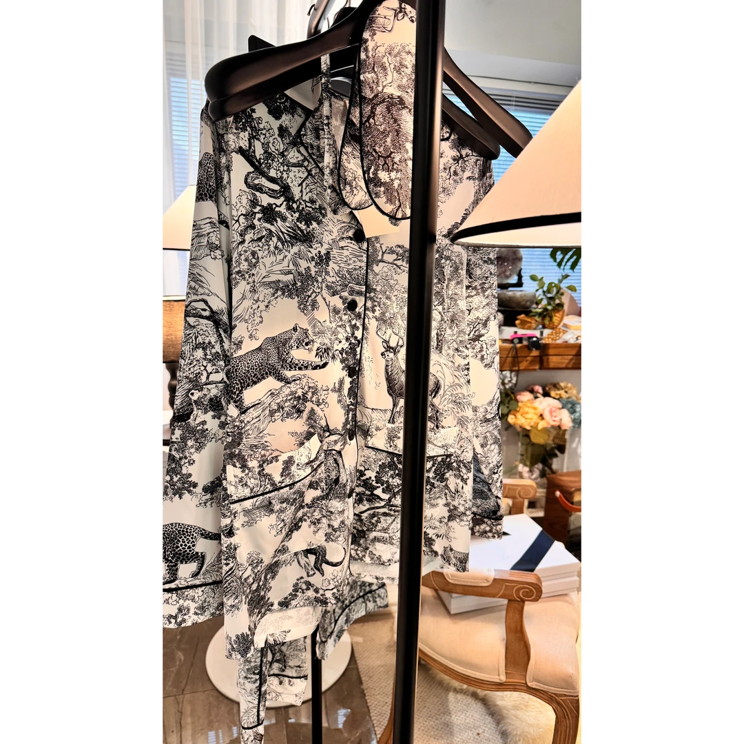 新款欧美时尚缎面经典印花睡衣家居服套装MA4SYDZ0288