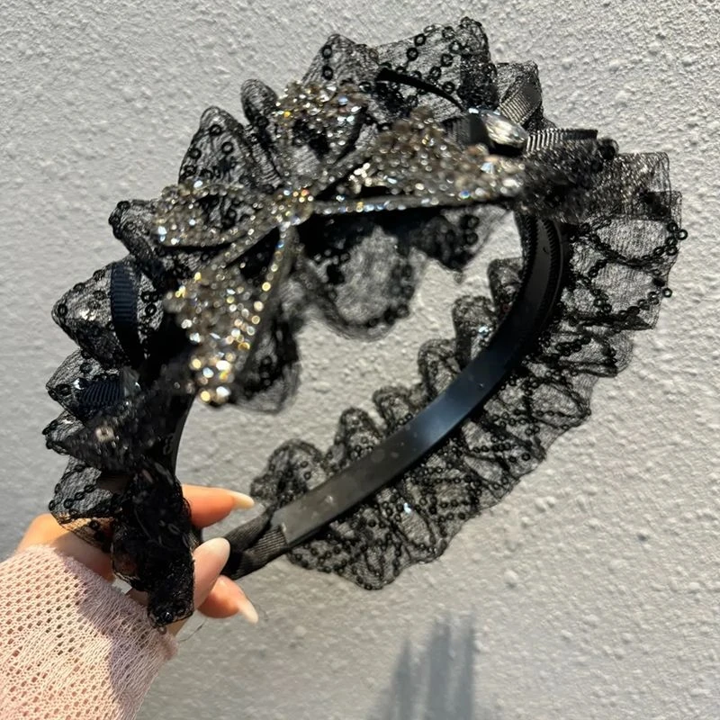 轻奢蕾丝蝴蝶结发箍高级感发卡女爆款头箍高颅顶气质优雅百搭头饰