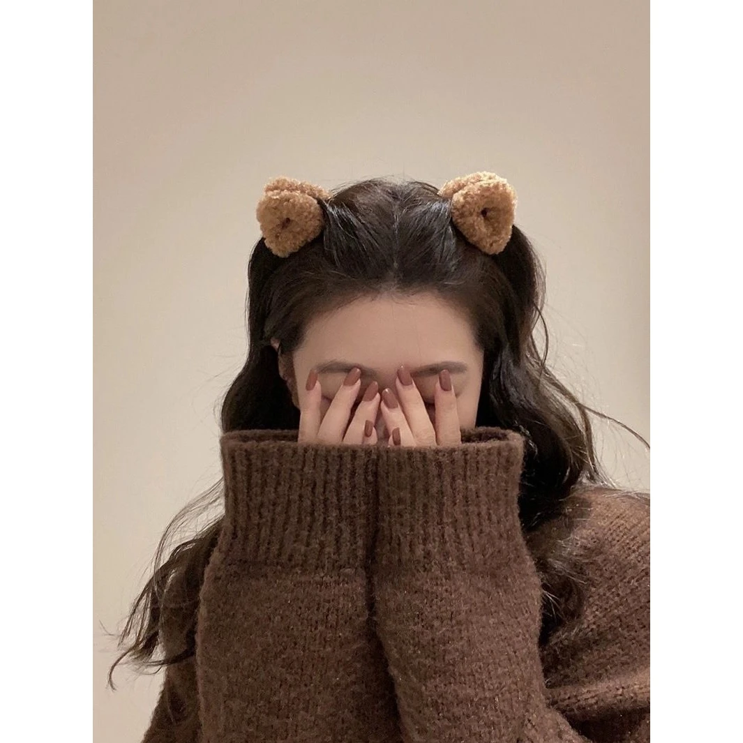秋冬美拉德羊羔毛小抓夹女公主头碎发夹子前额刘海夹气质发卡头饰