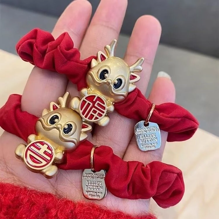 红色头绳大肠发圈新年本命年龙绳橡皮筋女扎发丸子头马尾发绳头饰