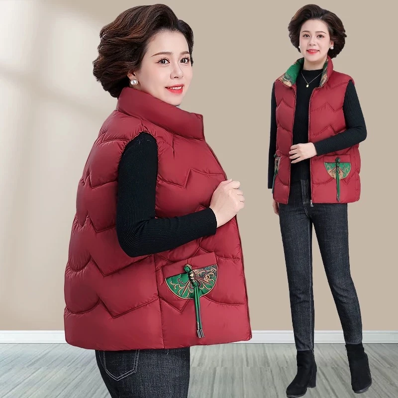 宽松显瘦棉马甲国风秋冬新款外穿背心时尚洋气立领韩版坎肩外套