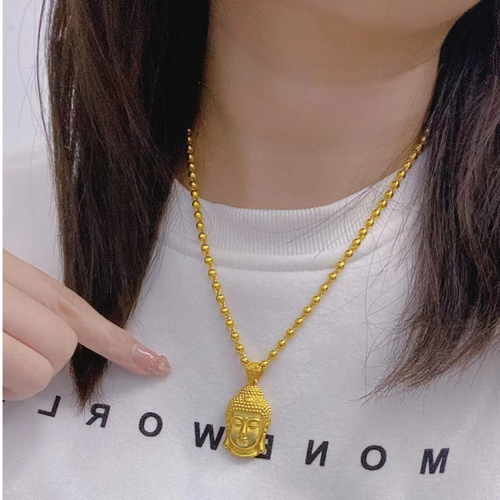 铜合金项链 时尚气质项链轻奢百搭（亮面光珠链+佛头）
