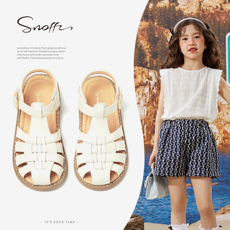 斯纳菲女童凉鞋夏季儿童洋气百搭公主包头凉鞋防滑