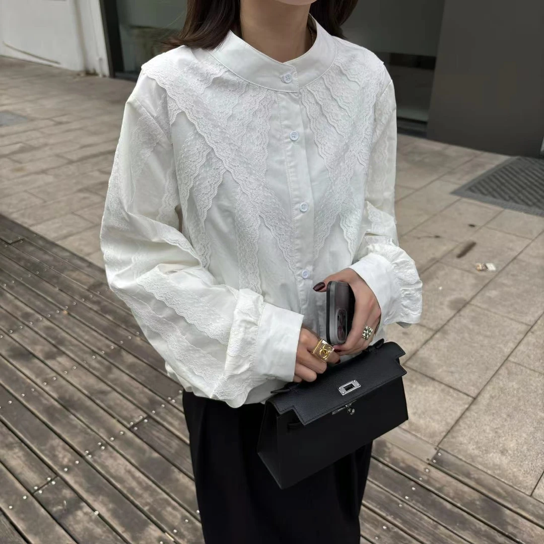 【瑶瑶】秋季上新小众设计立体蕾丝拼接休闲百搭长袖YY2104