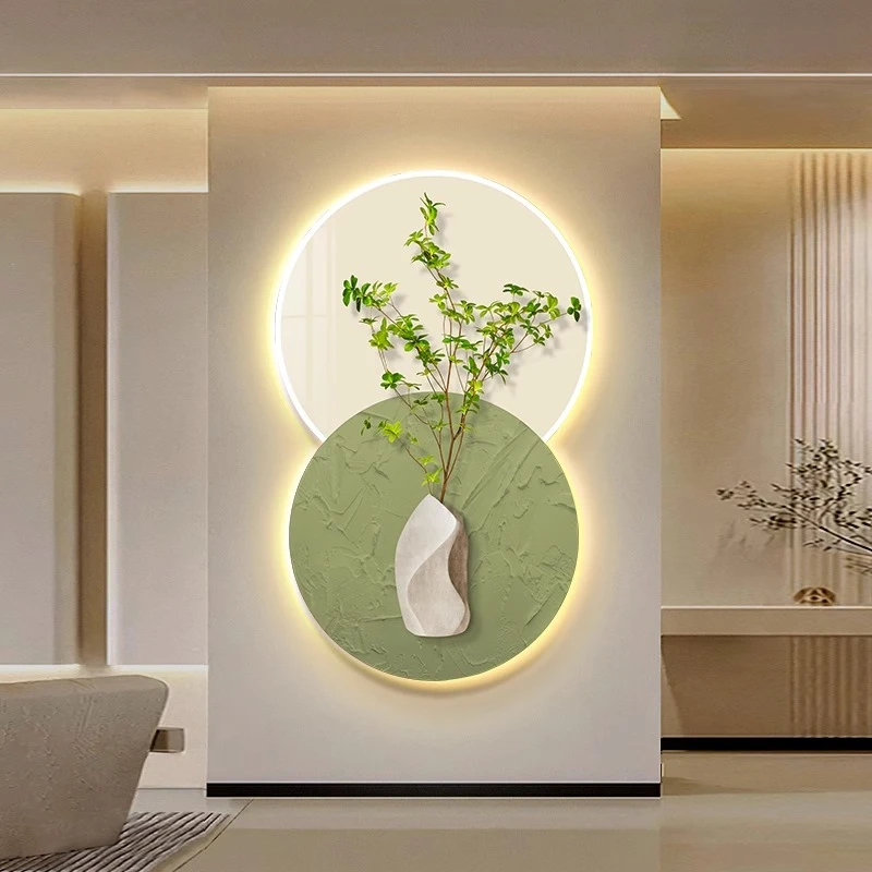 入户玄关装饰画小清新绿植氛围画奶油风走廊过道挂画