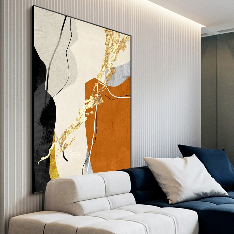 侘寂风客厅装饰画沙发背景墙大幅落地画艺术抽象玄关挂画莫兰迪