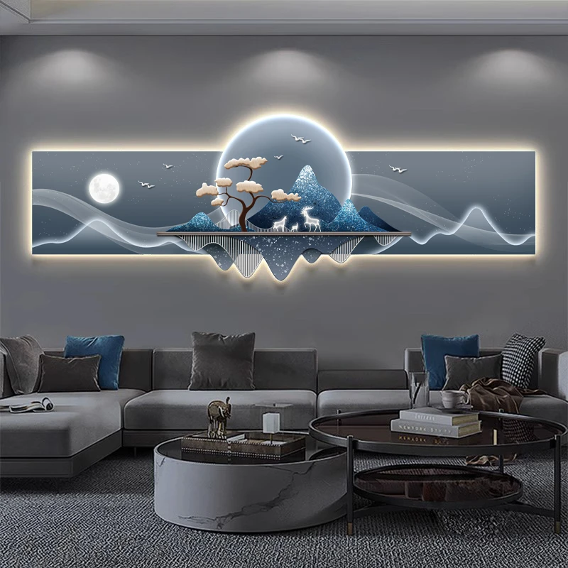 轻奢客厅装饰画带大气沙发背景墙挂画玄幻山水氛围感壁画