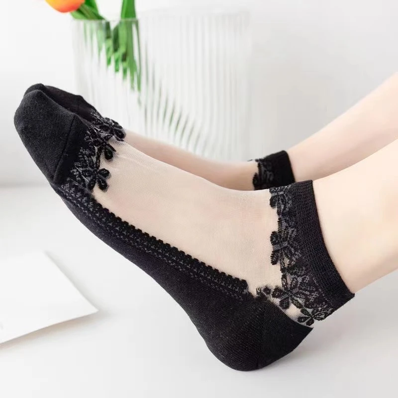 女士浅口蕾丝夏天水晶丝袜春夏肉色水晶袜夏季百搭玻超薄款璃丝袜