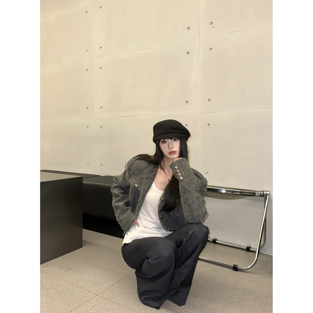 复古千金高级感多口袋小香风外套夹克女春秋新款简约显瘦气质上衣