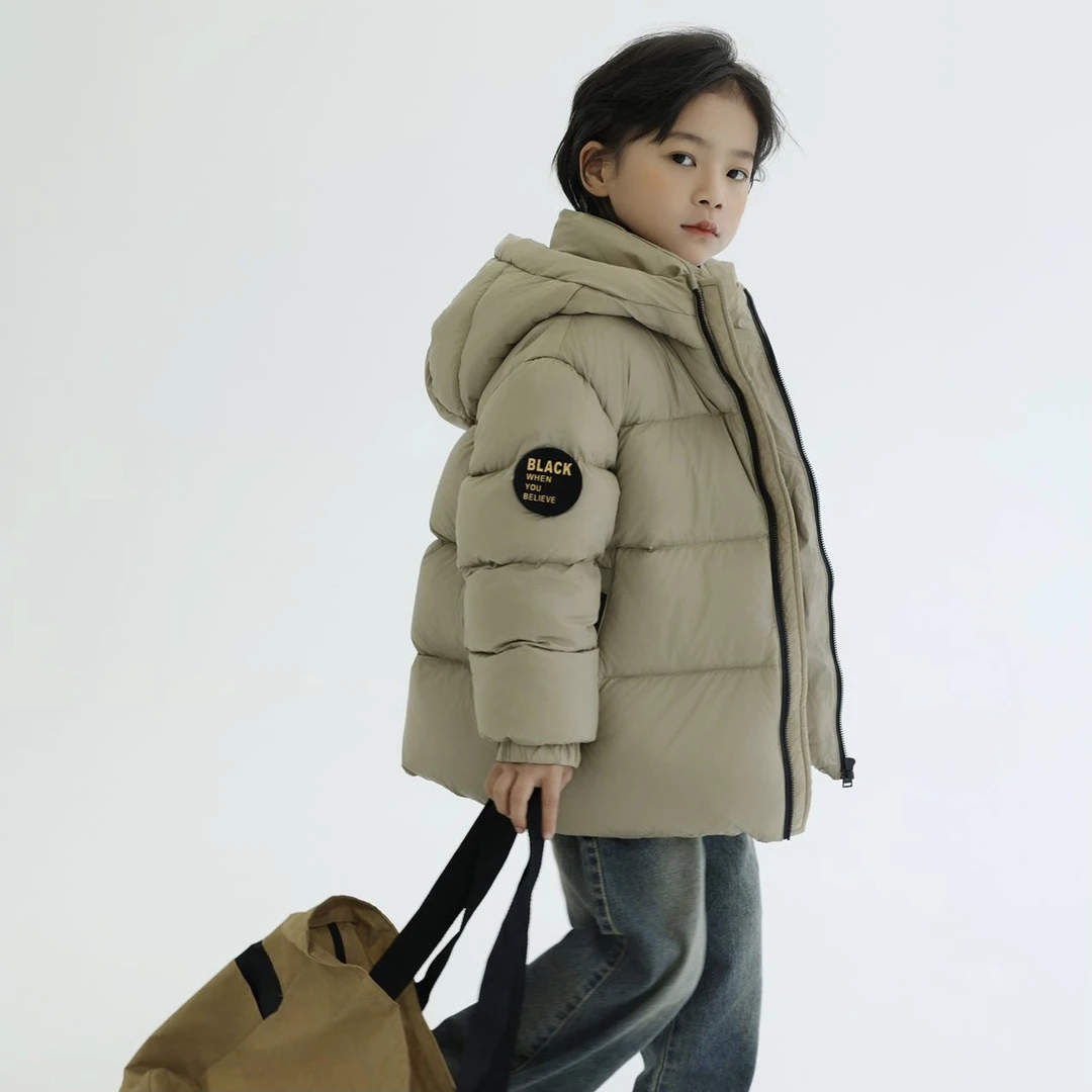 雅鹿加厚连帽儿童羽绒服2023新款短款秋冬潮流百搭