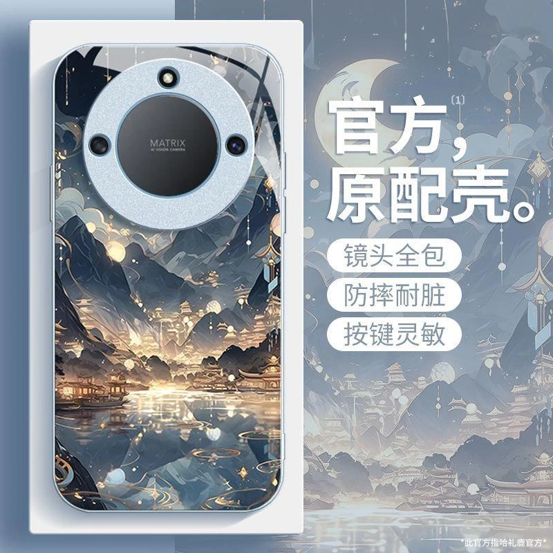 月下山河适用华为荣耀x50手机壳新款x30i唯美全包v40高级镜头v30