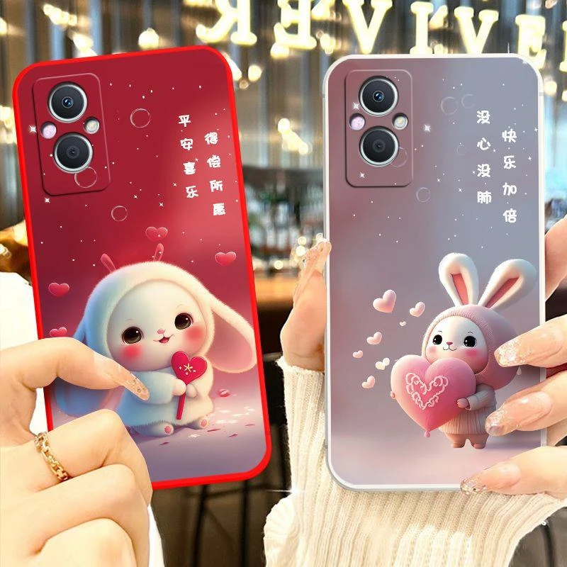 OPPO A96手机壳PHA120小清新款卡通兔保护套PFUM10全包边防摔软壳
