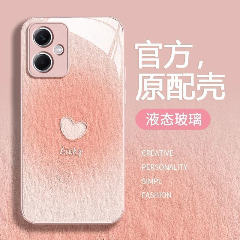红米note12turbo手机壳情侣新款note11Tpro玻璃面note10Pro金属漆