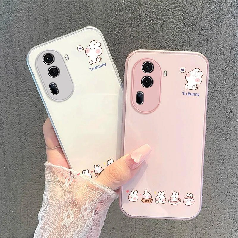 OPPOreno11手机壳卖萌兔子reno11pro防摔卡通女网红金属玻璃全包