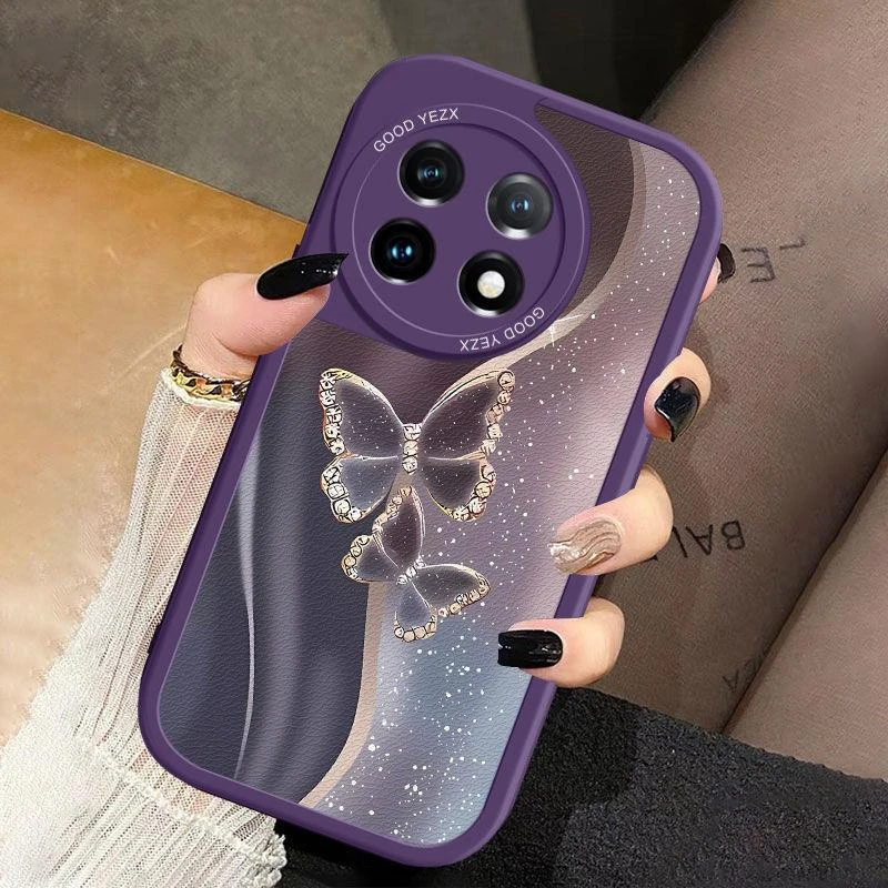 紫色蝴蝶适用一加11手机壳新款奢华11R时尚全包防摔保护套网红款