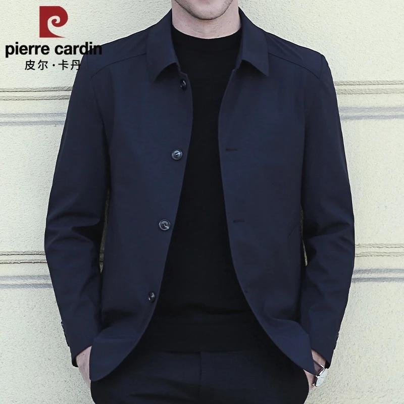 皮尔卡丹2024秋季新款男士商务休闲夹克中年宽松翻领外套春秋上衣