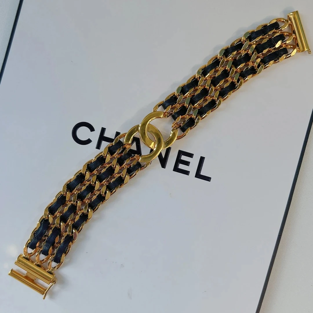 95新 Chanel/香奈儿 Chanel vintage香奈儿中古皮穿手链