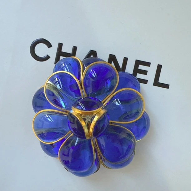 95新 Chanel/香奈儿 Chanel vintage香奈儿中古蓝琉璃胸针