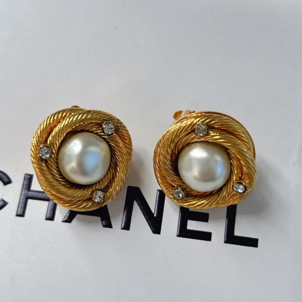 95新 Chanel/香奈儿 Chanel vintage香奈儿中古鸟窝珍珠耳夹