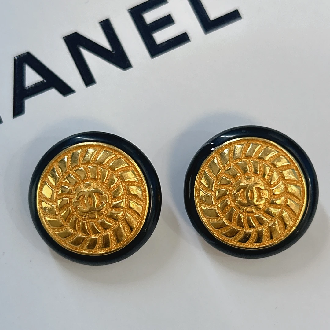 95新 Chanel/香奈儿 Chanel vintage香奈儿中古黑金耳夹