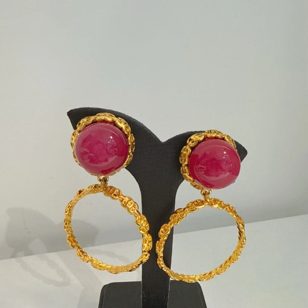 95新 Chanel/香奈儿 Chanel vintage香奈儿中古琉璃圈圈耳夹