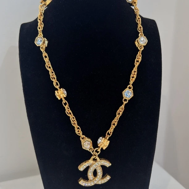 95新 Chanel/香奈儿 Chanel vintage香奈儿中古钻cc项链